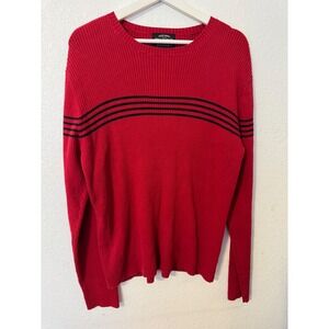 Ralph Lauren Polo Jeans Co. Mens Red Knit Striped Cotton Sweater XXL‎